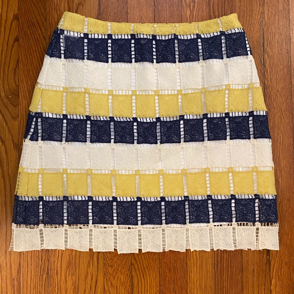 Anthropologie size 6 Hutch Navy/Yellow Mini Skirt